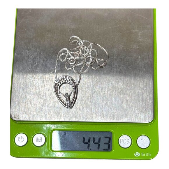 FAS Italy Cubic Zirconia Teardrop Pendant Necklace Sterling Silver Box 18" VTG - Picture 6 of 8